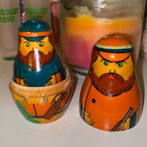 Russian Nesting Dolls. Hand carved wood/ hand painted. 5 dolls. Rare.Collectible